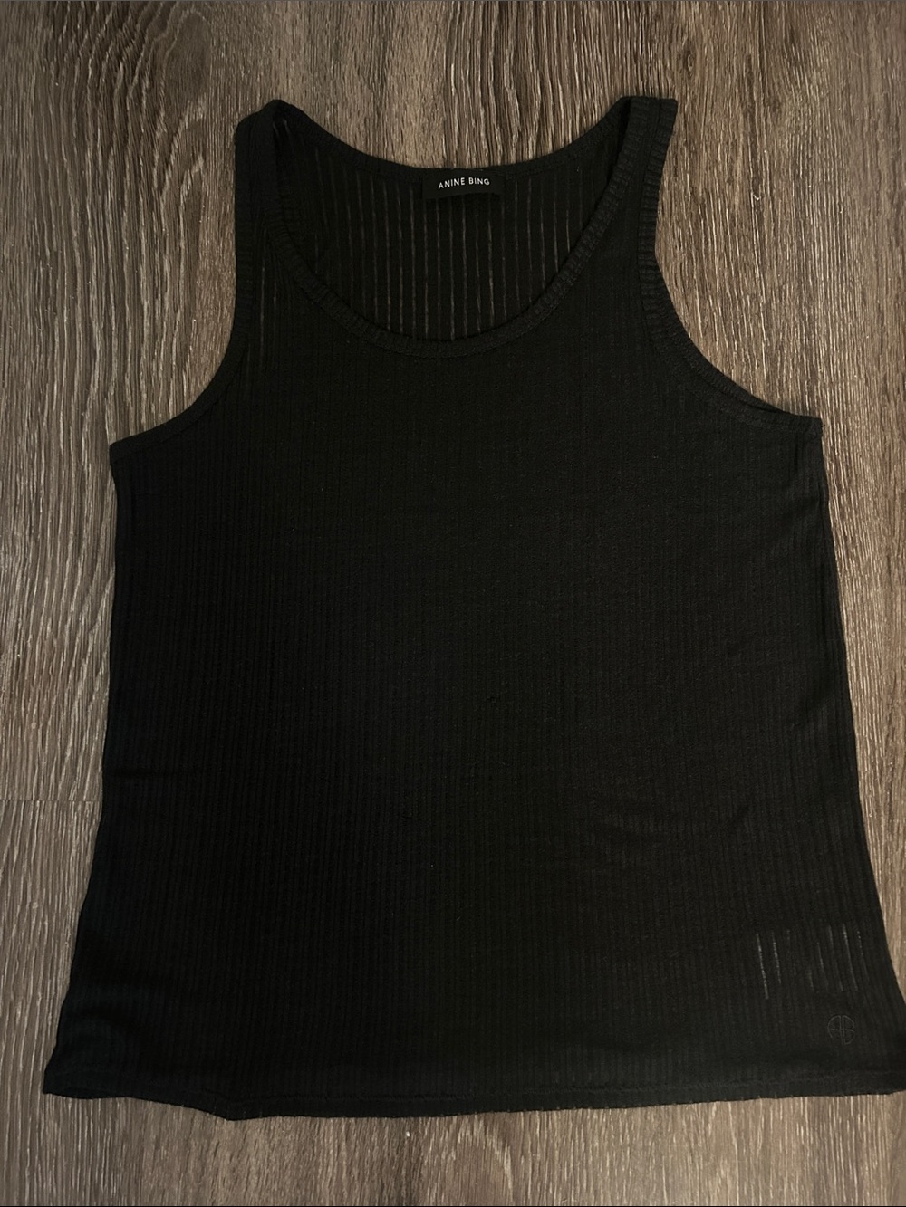 Anine Bing Black Ribbed Relaxed Tank